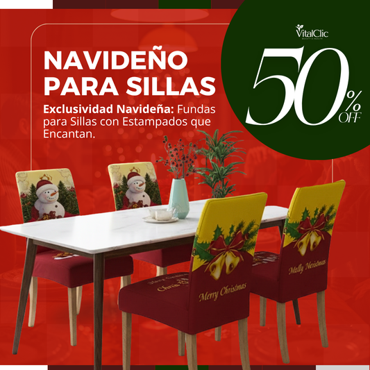 Set de 2 Forros Navideño para Sillas - 😍🎄PRODUCTO EN TENDENCIA 50% DE DESCUENTO🎄😍