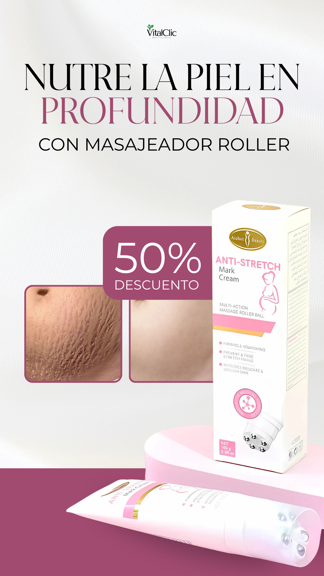 Crema Antiestrias Premium con Masajeador Roller - 😍OFERTA EXCLUSIVA 2X1😍