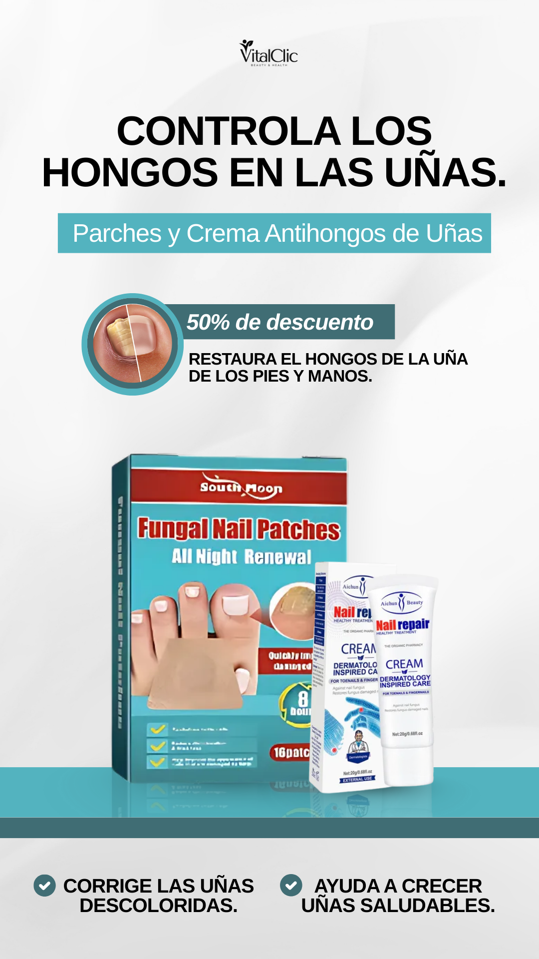 Kit de Parches y Crema Antihongos de Uñas - 😱50% DE DESCUENTO😱